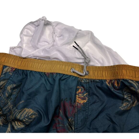 Maamgic XXL Swim Trunks Green Floral Stretch Mesh Lined Elastic Waist Pull-On - Picture 3 of 8